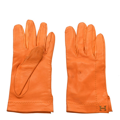 Hermes Lambskin Gloves 8 Orange 2 of 10