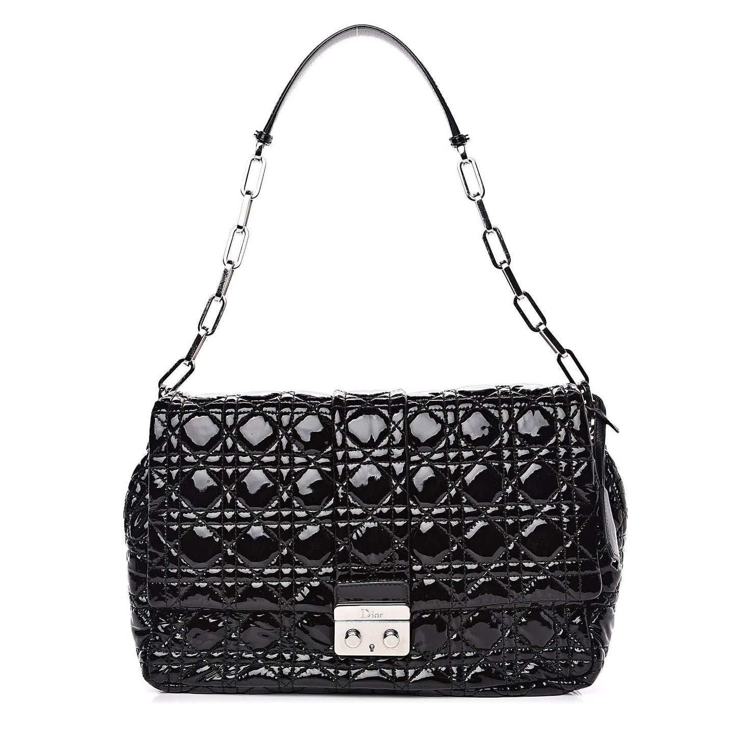 Patent Cannage Large New Lock Flap Bag Black