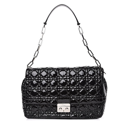 Christian Dior Patent Cannage Large New Lock Flap Bag Black 1 of 15