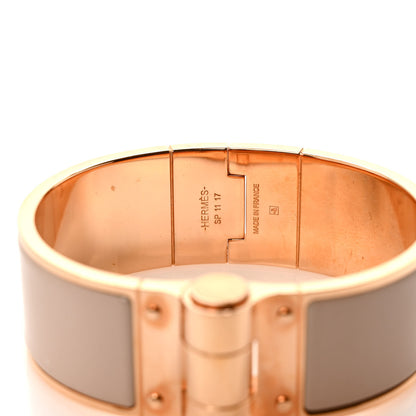 Hermes Enamel Wide Charniere Uni Hinged Bracelet S Beige Rose 4 of 5