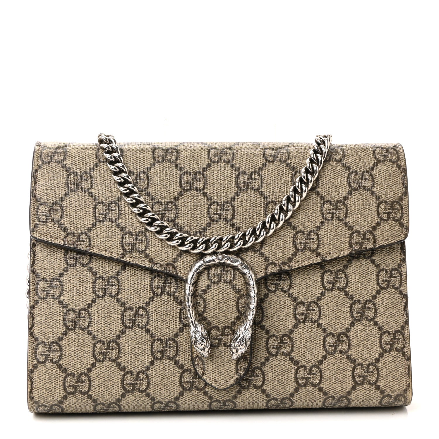 Gucci GG Supreme Monogram Mini Dionysus Chain Wallet Beige Taupe 1 of 11