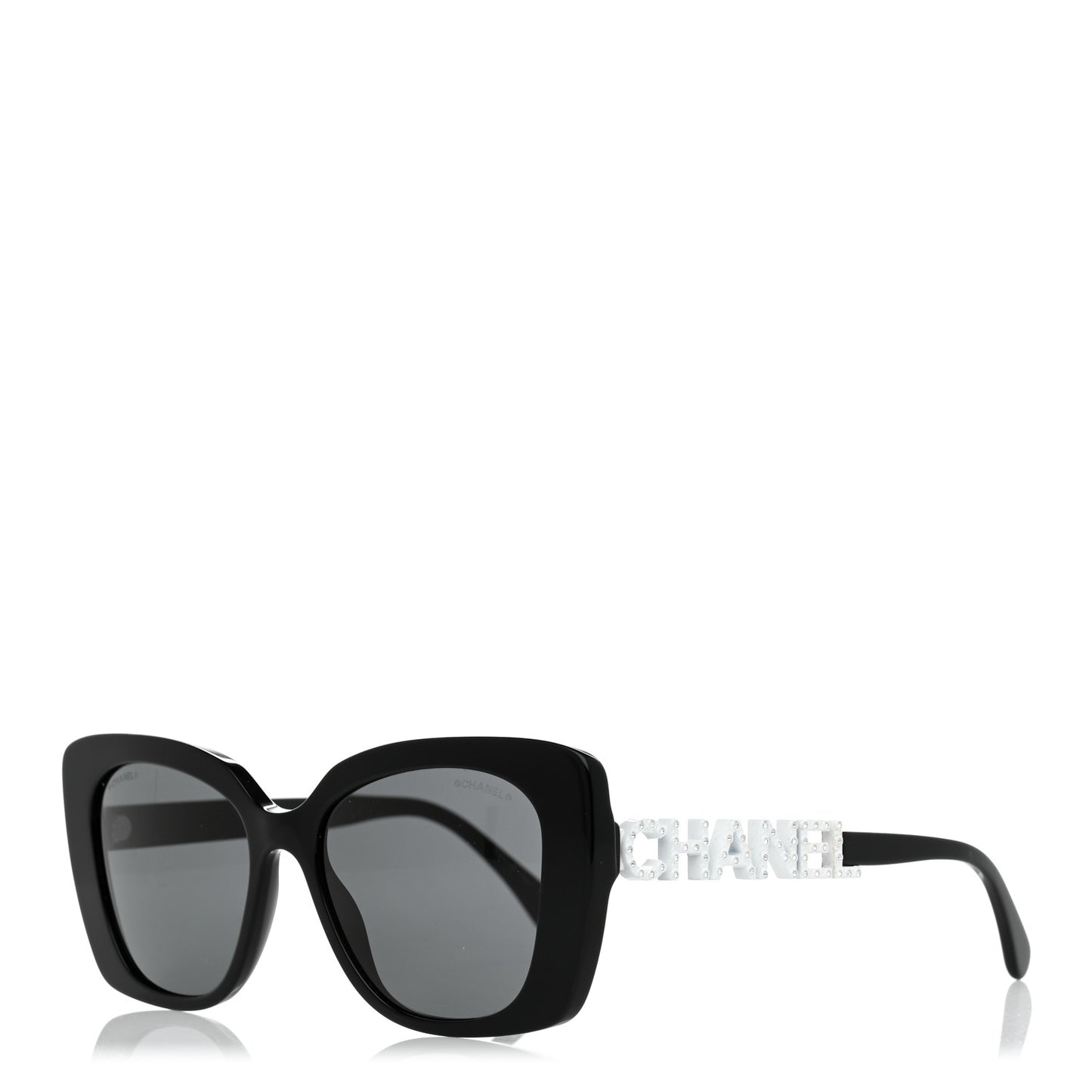 Acetate Strass Square Sunglasses 5422-B Black White