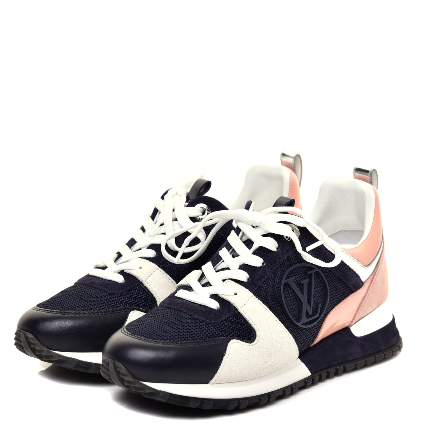 Louis Vuitton Suede Calfskin Run Away Sneakers 36 Blue Pink White 3 of 7