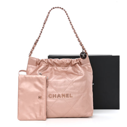 Chanel Metallic Calfskin Quilted Small Chanel 22 Pink 13 of 13