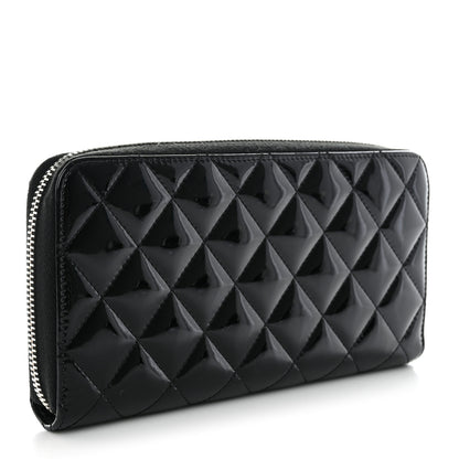 Chanel Patent Quilted Large Gusset Zip Around Wallet Black 3 of 9
