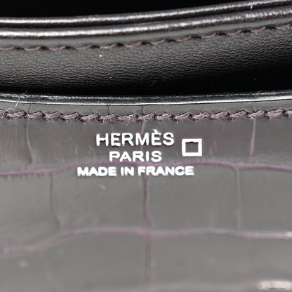 Hermes Shiny Alligator Enamel Constance 18 Prunoir Bleu Saint Cyr 6 of 10