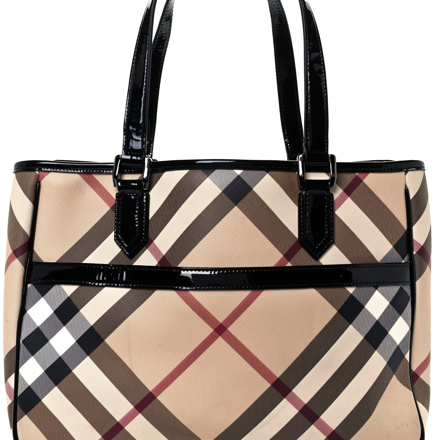 Patent Trim Nova Check Tote Black