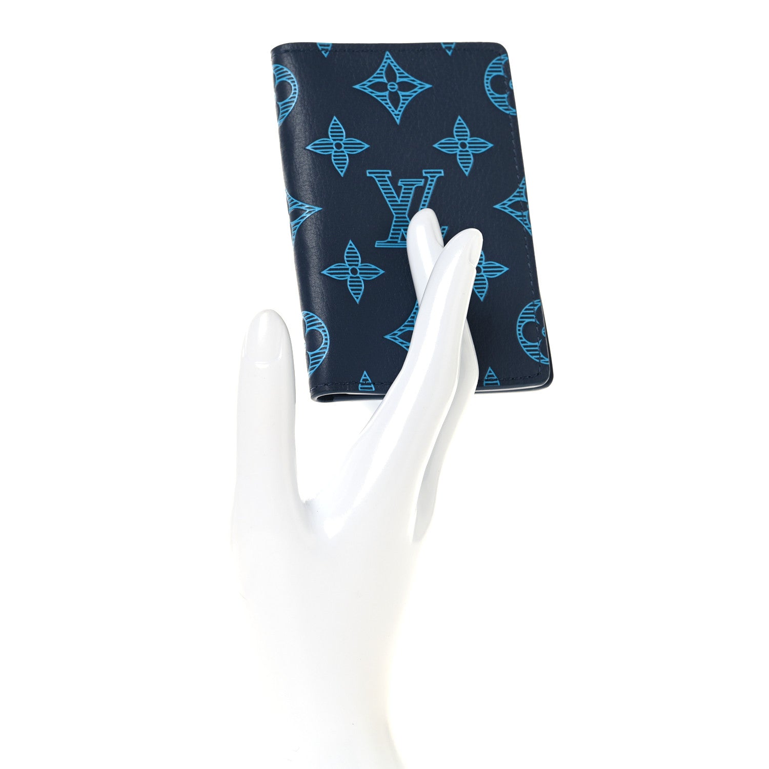 Louis Vuitton Calfskin Monogram Shadow Pocket Organizer Blue 2 of 7