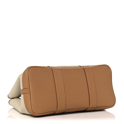Hermes Toile Militaire Vache Country Garden Party 30 TPM Tote Beton Biscuit 4 of 10