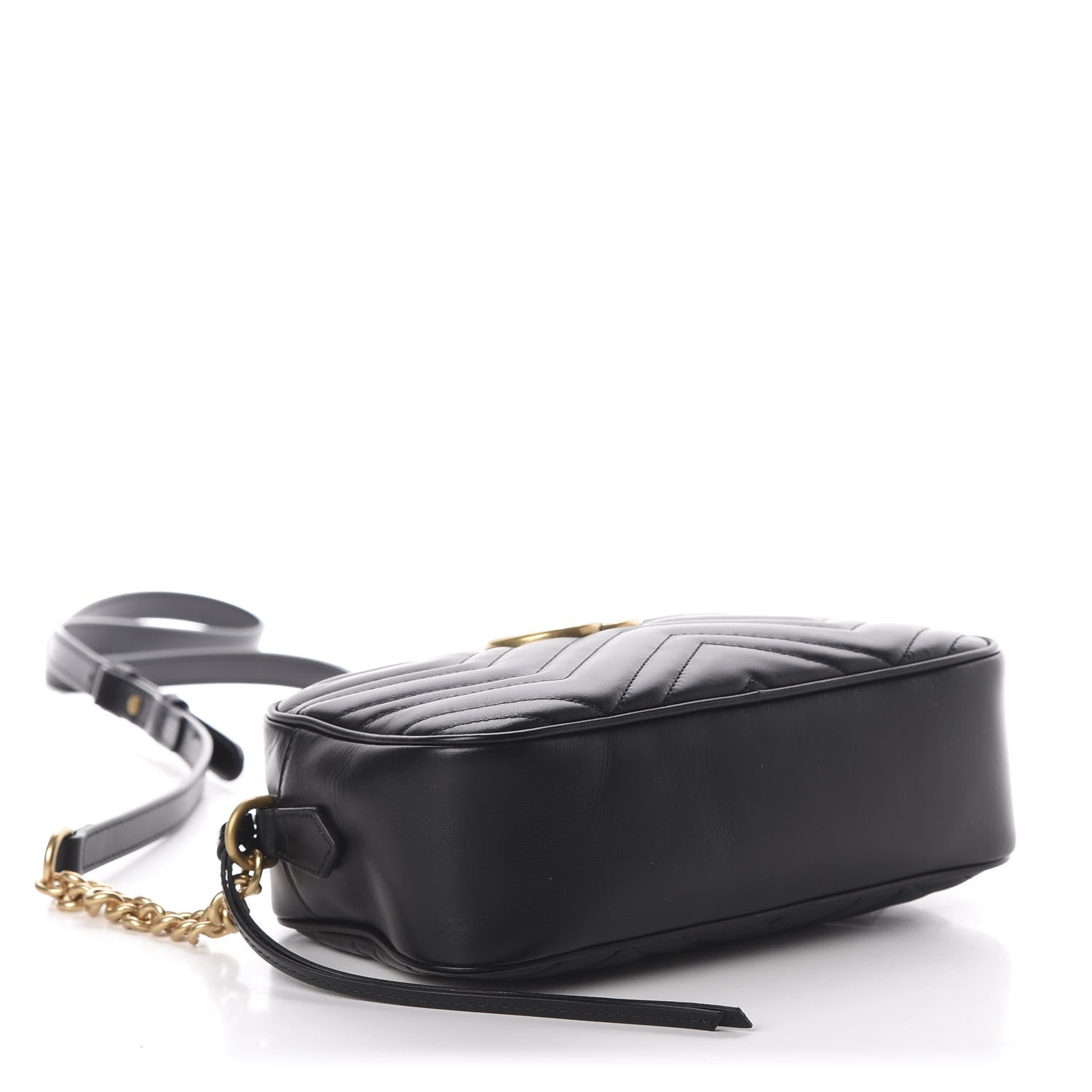 Gucci Calfskin Matelasse Small GG Marmont Chain Shoulder Bag Black 4 of 13