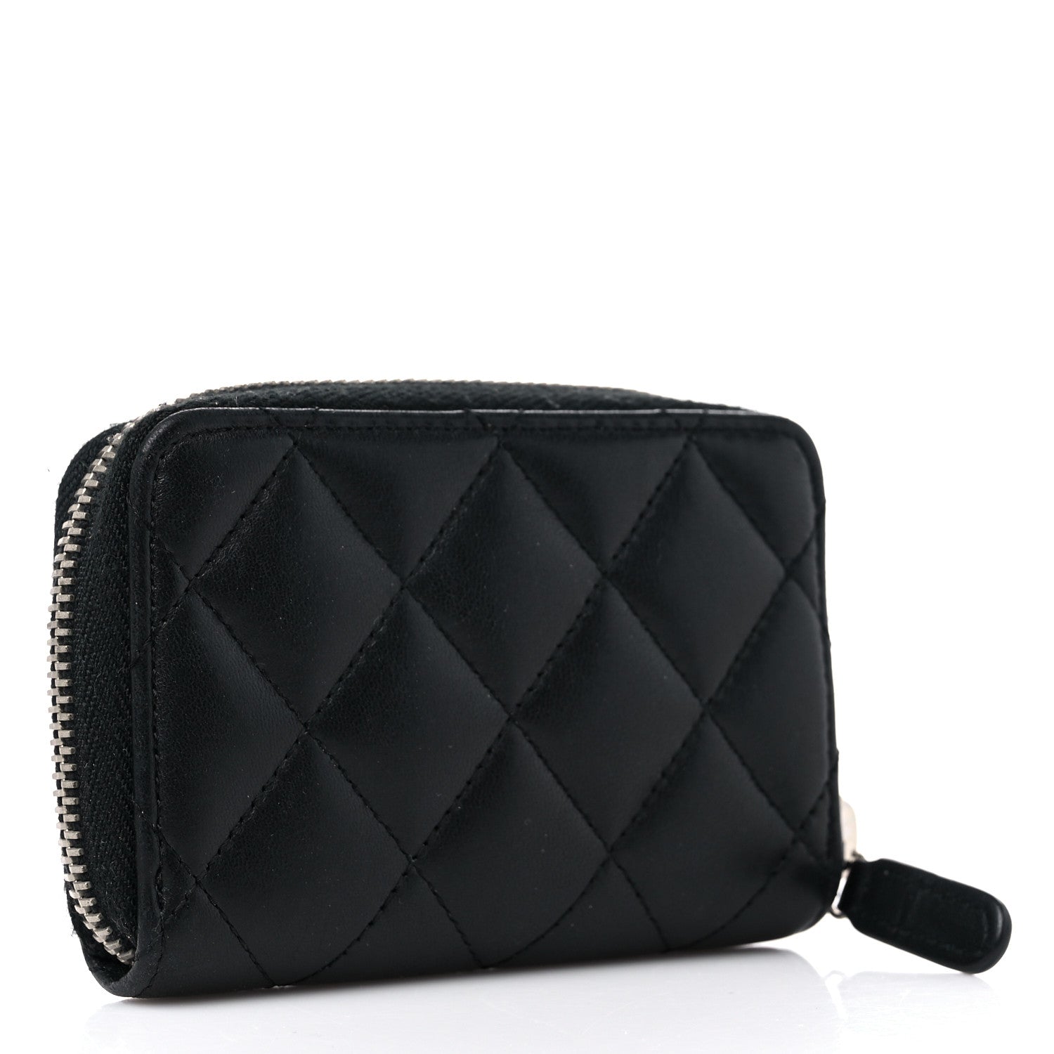 Chanel Lambskin Quilted Zip Coin Purse Black 3 of 10