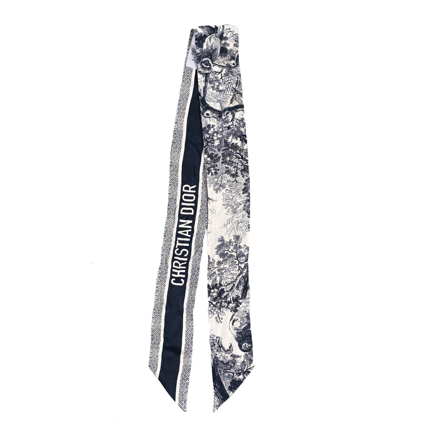 Silk Toile De Jouy Reverse Capri Mitzah Scarf Navy Blue