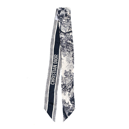 Christian Dior Silk Toile De Jouy Reverse Capri Mitzah Scarf Navy Blue 2 of 4