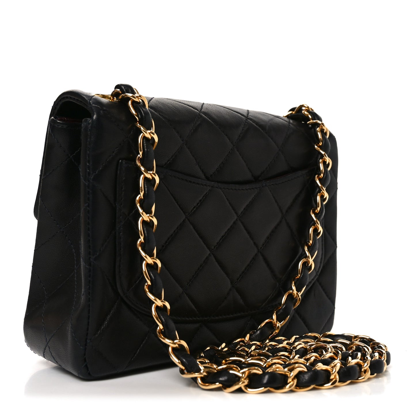 Lambskin Quilted Mini Square Flap Black
