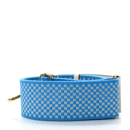 Fendi Ribbon Vitello King Logo Embossed Gingham Woven Adjustable Strap You Light Blue 2 of 5