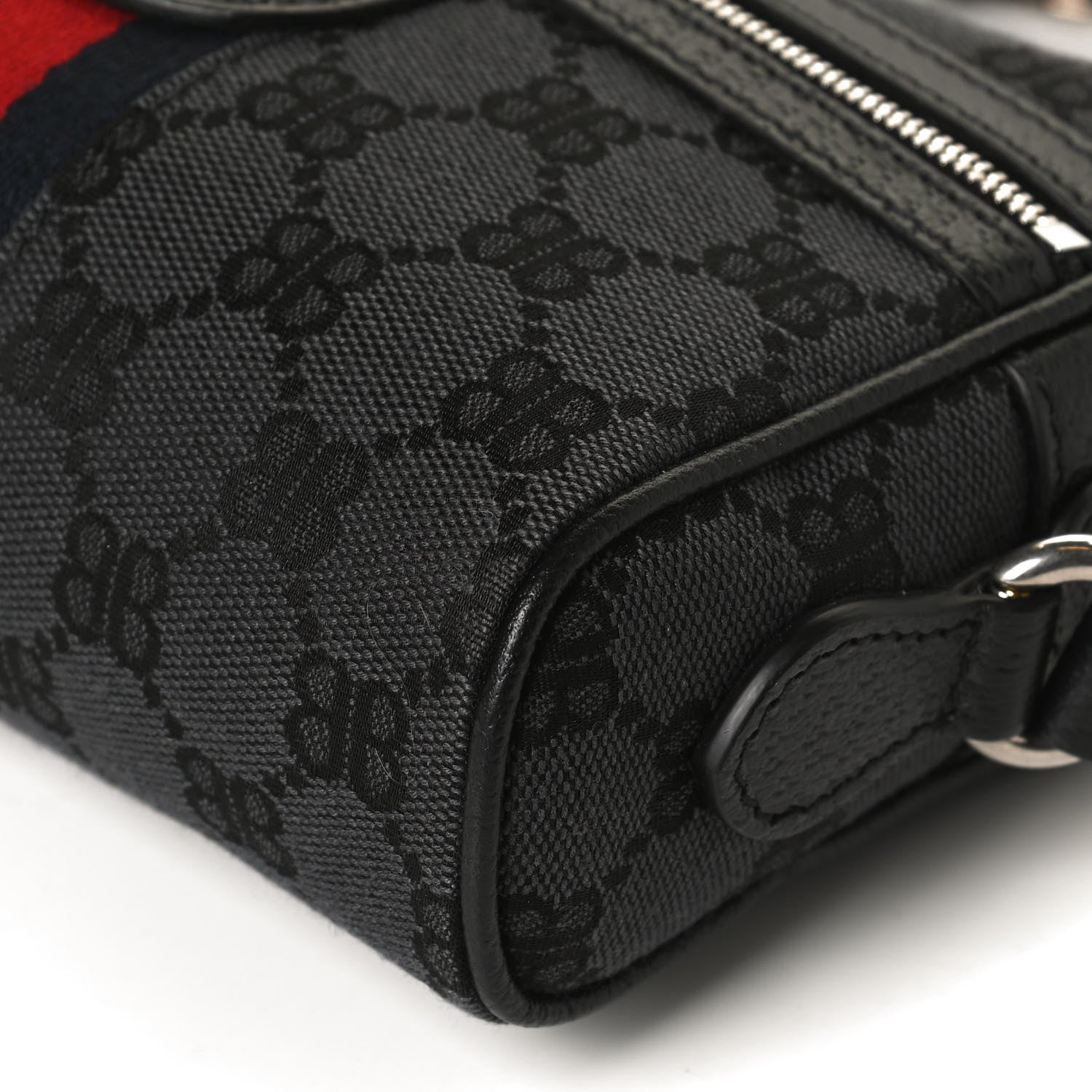 Gucci X BALENCIAGA BB Monogram Web Mini Ophidia Shoulder Bag Black 12 of 13