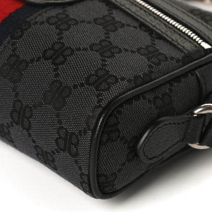 Gucci X BALENCIAGA BB Monogram Web Mini Ophidia Shoulder Bag Black 12 of 13
