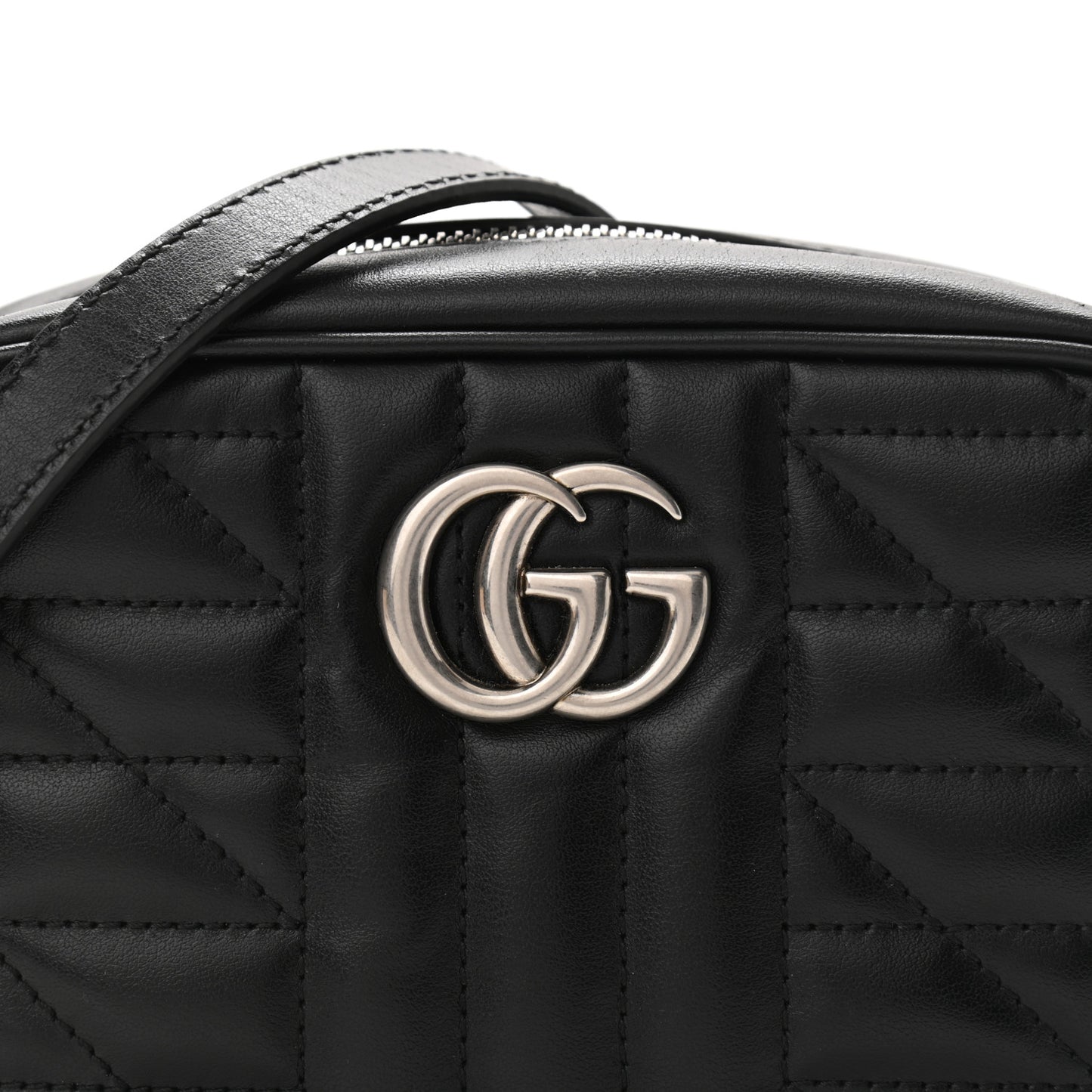 Calfskin Matelasse Aria Mini GG Marmont Chain Shoulder Bag Black