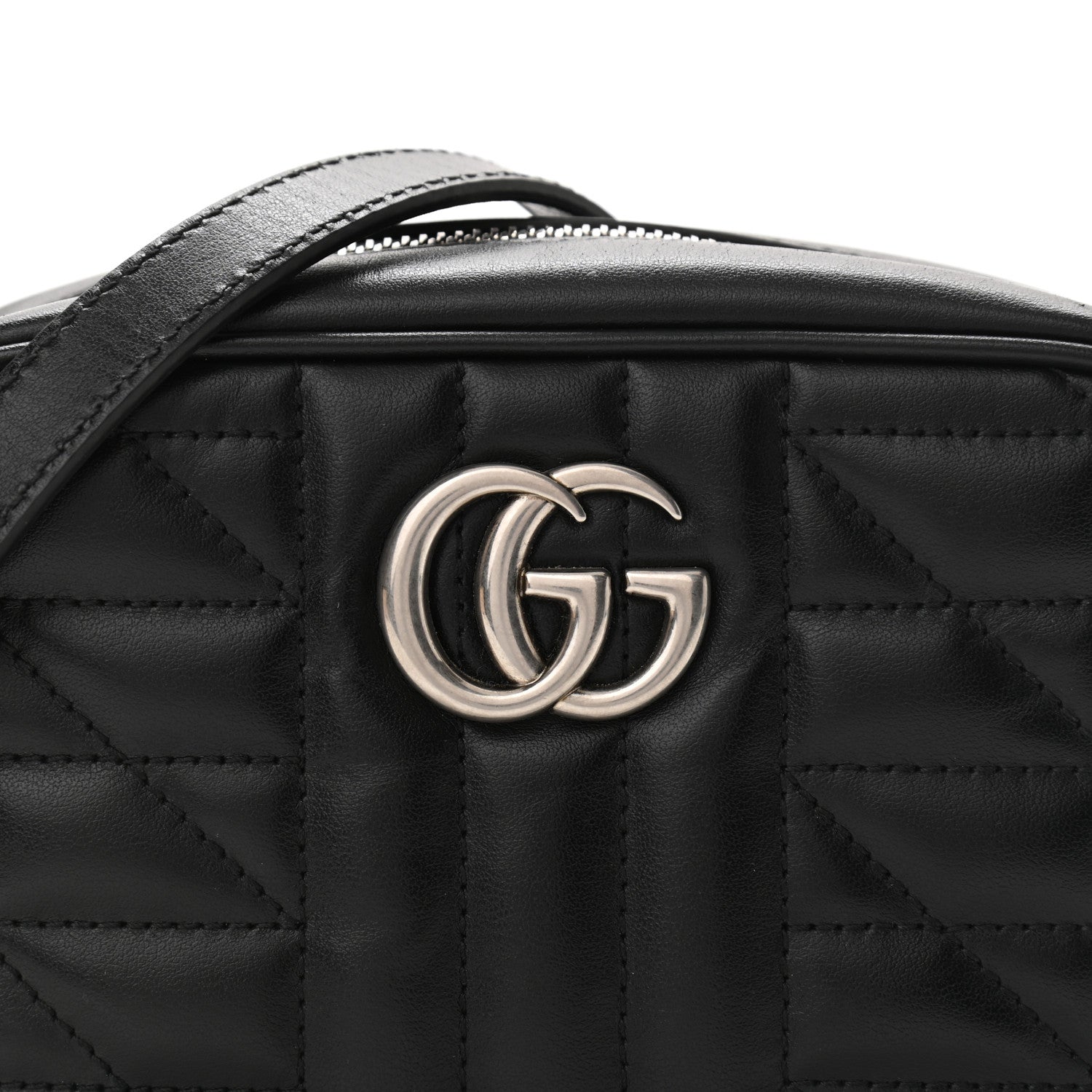 Gucci Calfskin Matelasse Aria Mini GG Marmont Chain Shoulder Bag Black 9 of 12