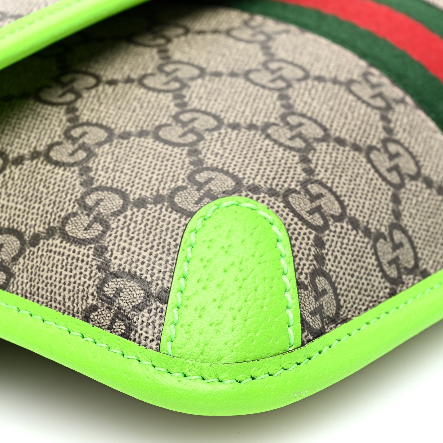 Gucci GG Supreme Monogram Web Small Ophidia Belt Bag Beige Ebony Electric Green 9 of 10