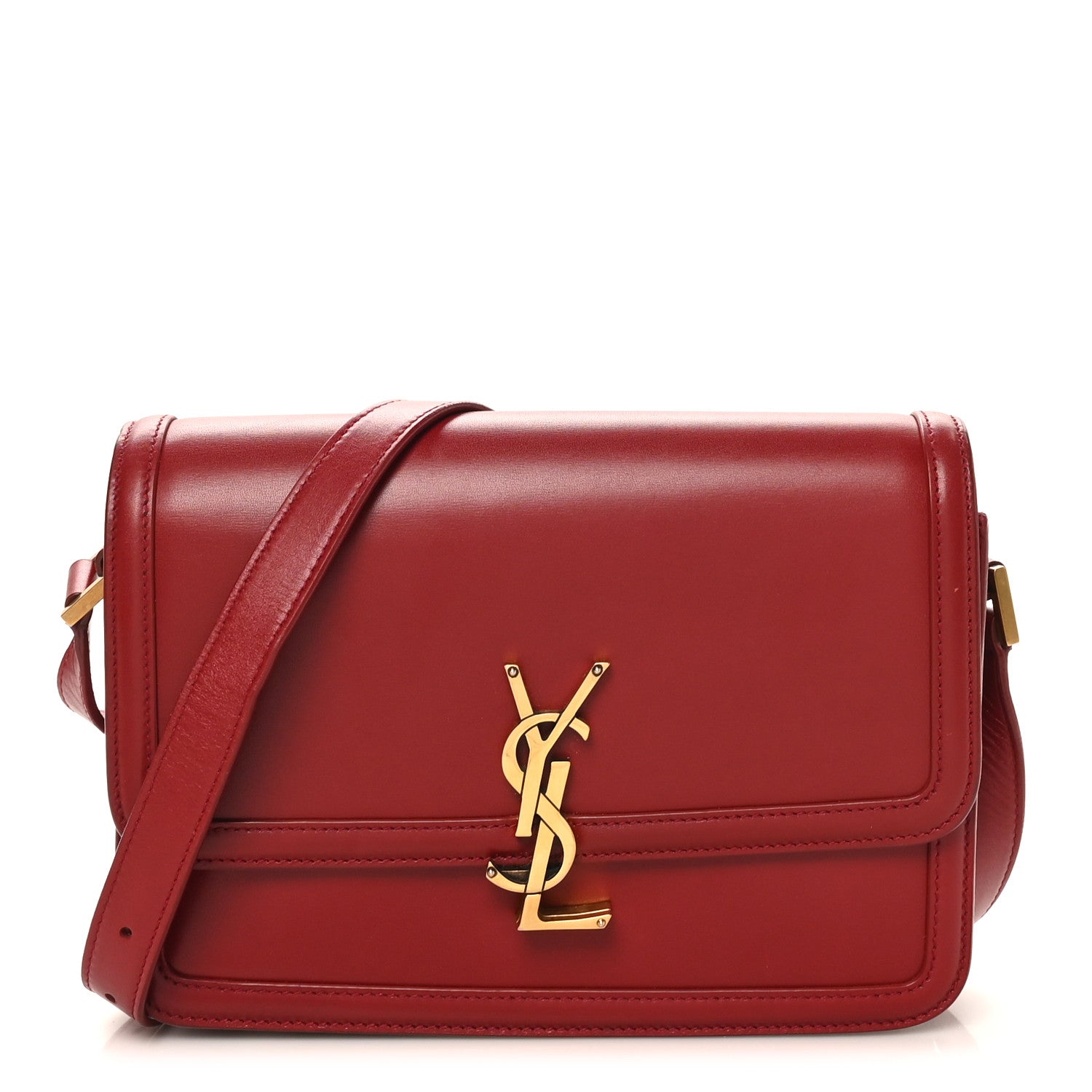 Saint Laurent Box Calfskin Monogram Medium Solferino Satchel Rouge Opyum 1 of 10