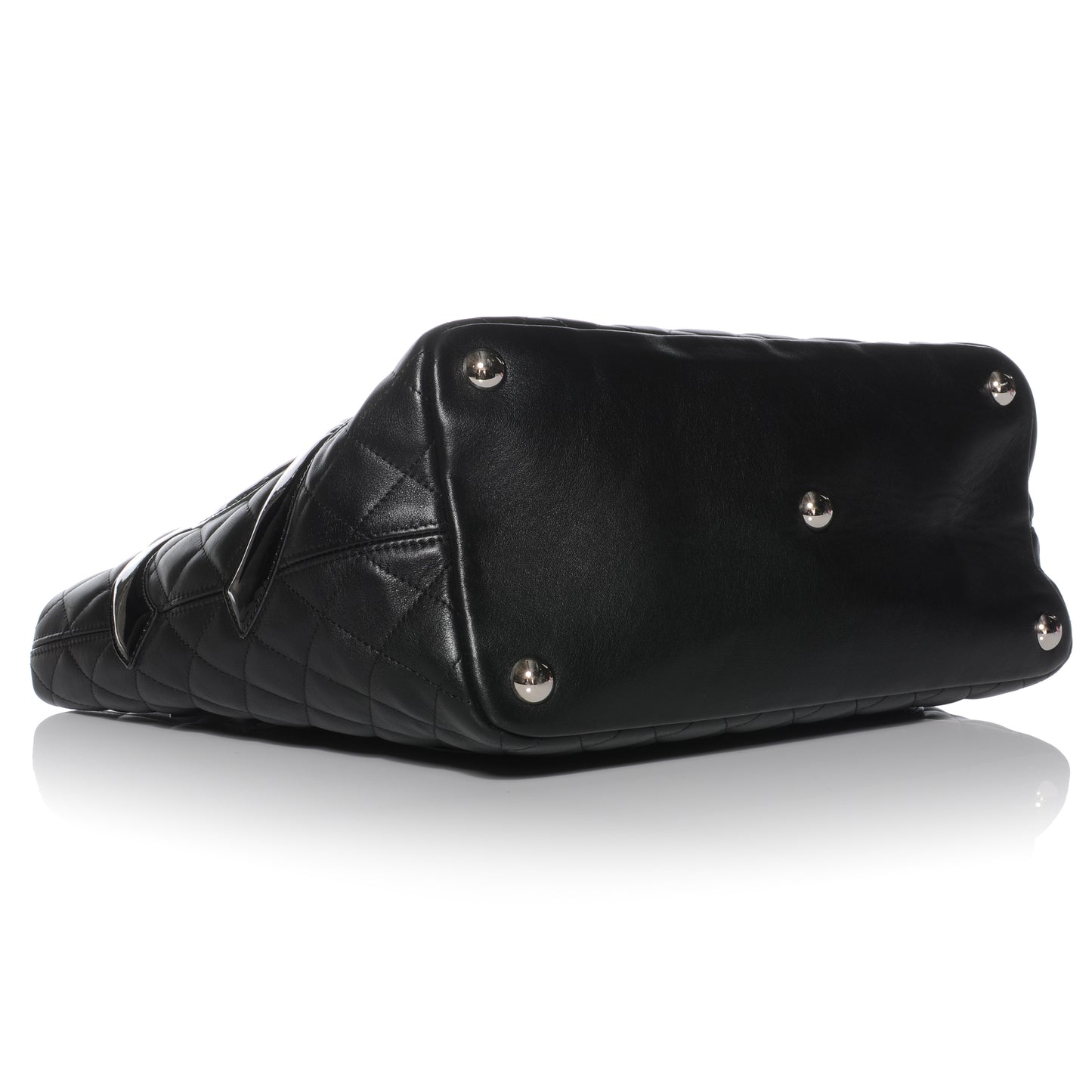 Calfskin Quilted Large Cambon Tote Black