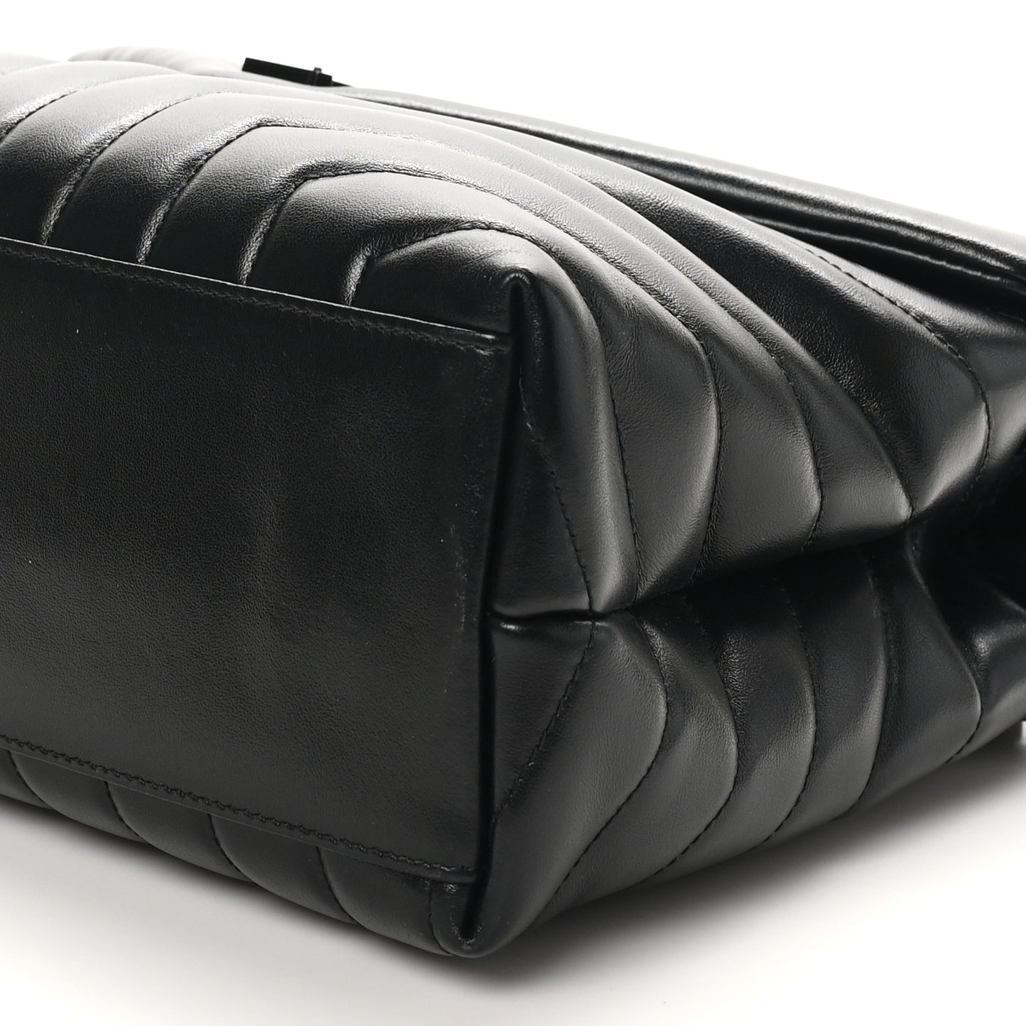Calfskin Y Quilted Monogram Monochrome Medium Loulou Chain Satchel Black