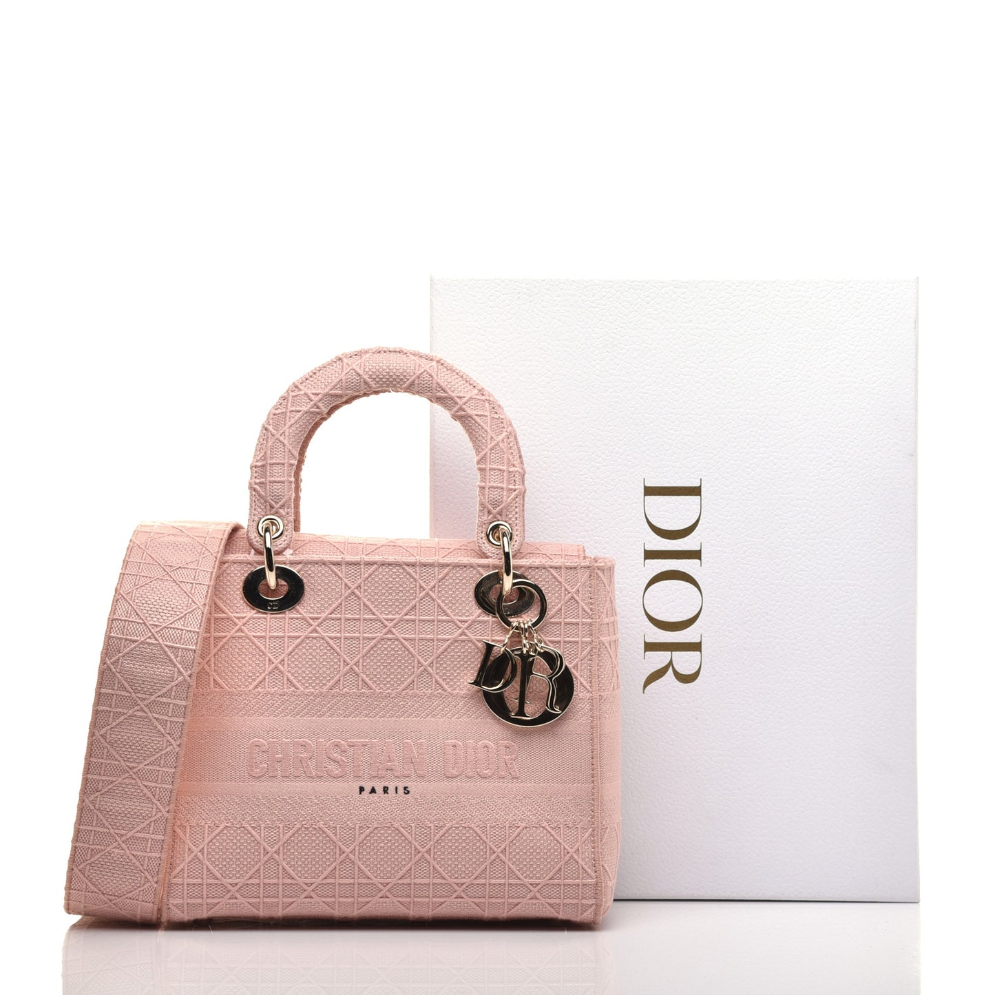 Canvas Embroidered Cannage Medium Lady D-Lite Pink