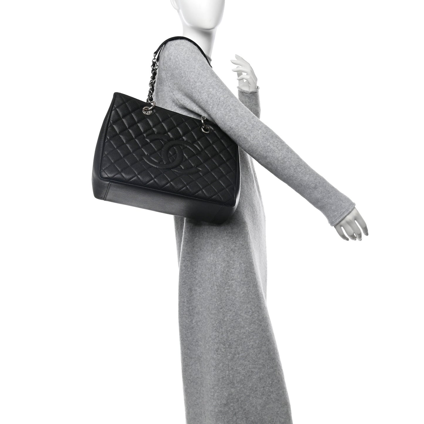 Caviar Quilted Grand Shopping Tote GST Black