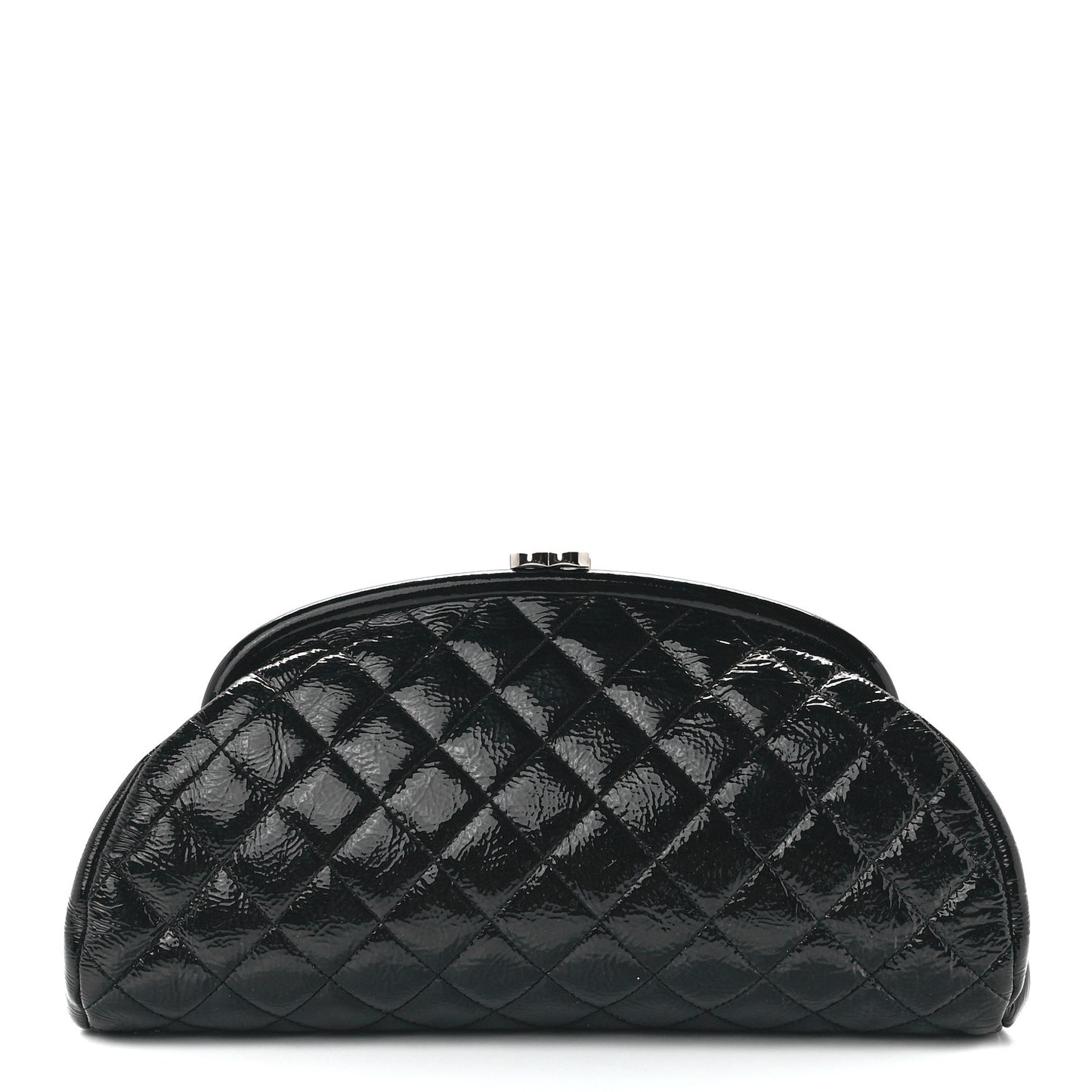 Distressed Patent Quilted Timeless Clutch Black