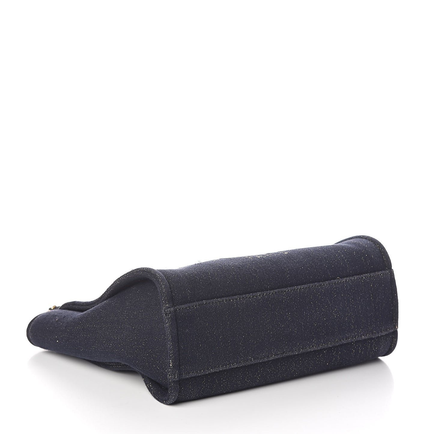 Lurex Canvas Small Deauville Tote Navy Blue Gold