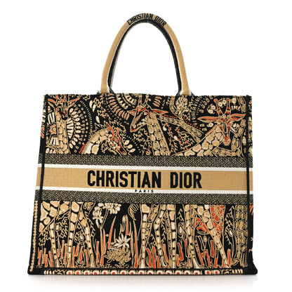 Christian Dior Canvas Embroidered Dior Animals Giraffe Book Tote Yellow Multicolor 3 of 9