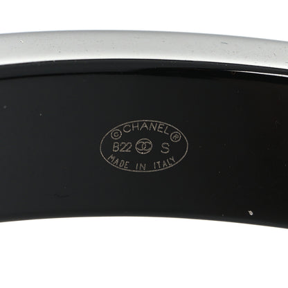 Chanel Resin Logo Bangle Bracelet Blue Black 4 of 4