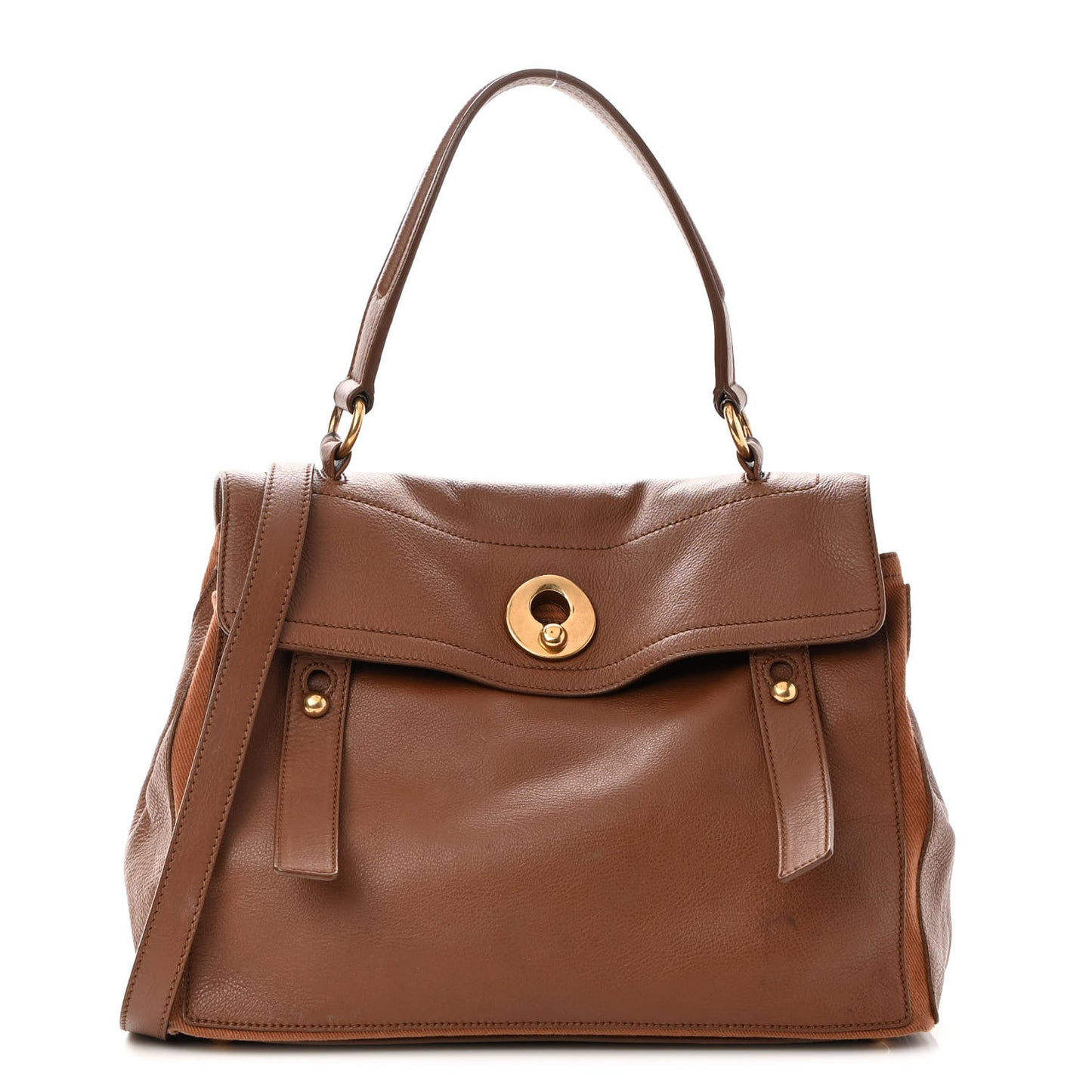 Calfskin Canvas Medium Muse Two Brown