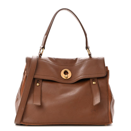 Saint Laurent Calfskin Canvas Medium Muse Two Brown 1 of 12