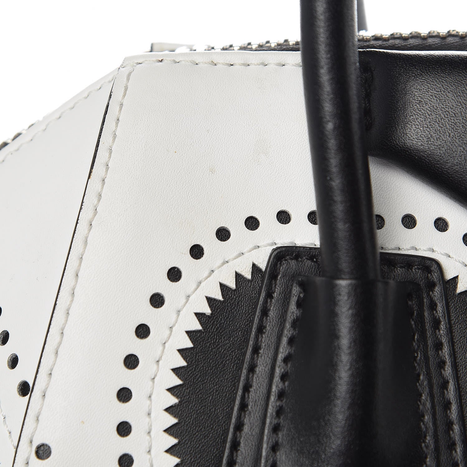 Givenchy Calfskin Brogue Small Antigona Black White 9 of 10