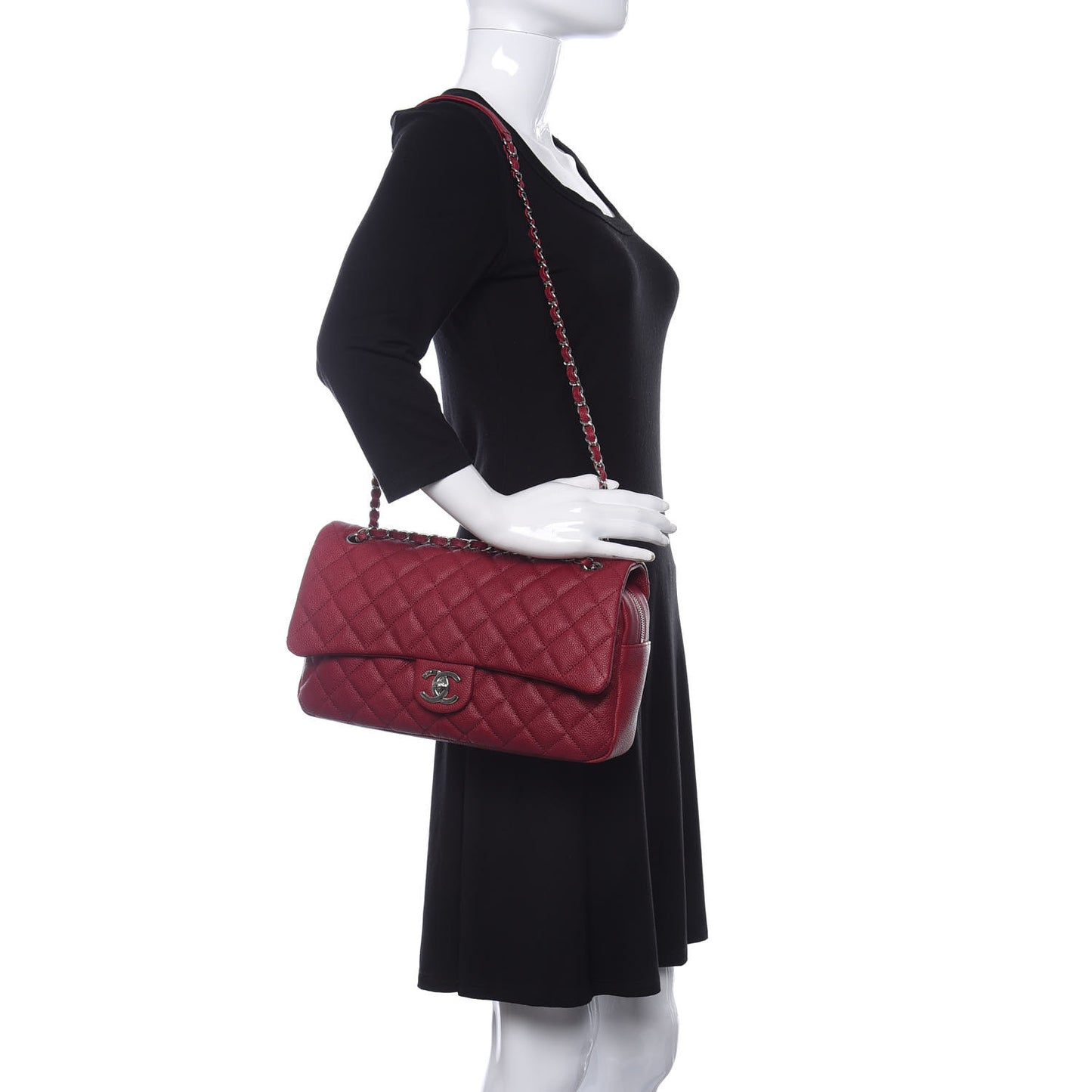 Caviar Quilted Jumbo Easy Flap Dark Pink