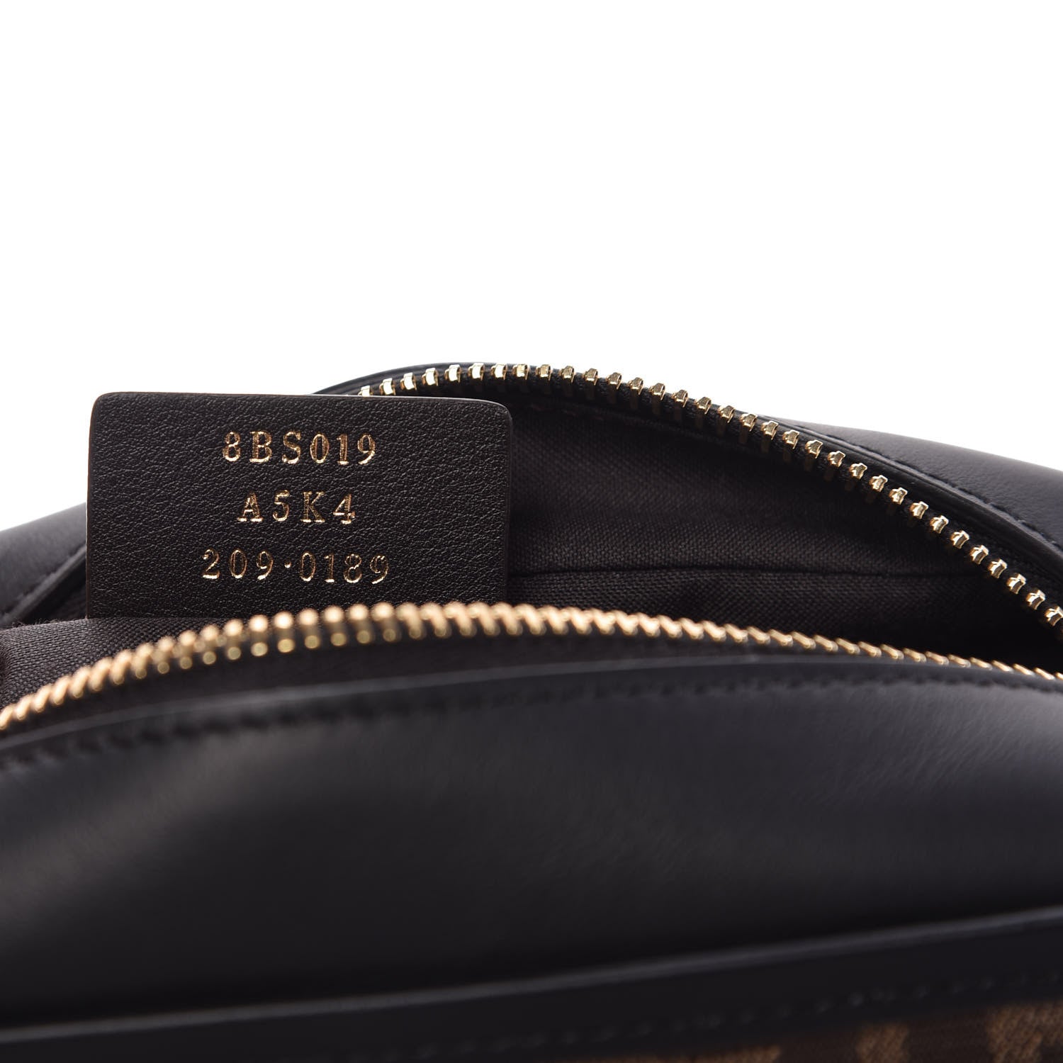 Fendi Glazed Fabric Vitello Century FF 1974 Stamp Patch Mini Camera Case Mogano Panna Black 9 of 11