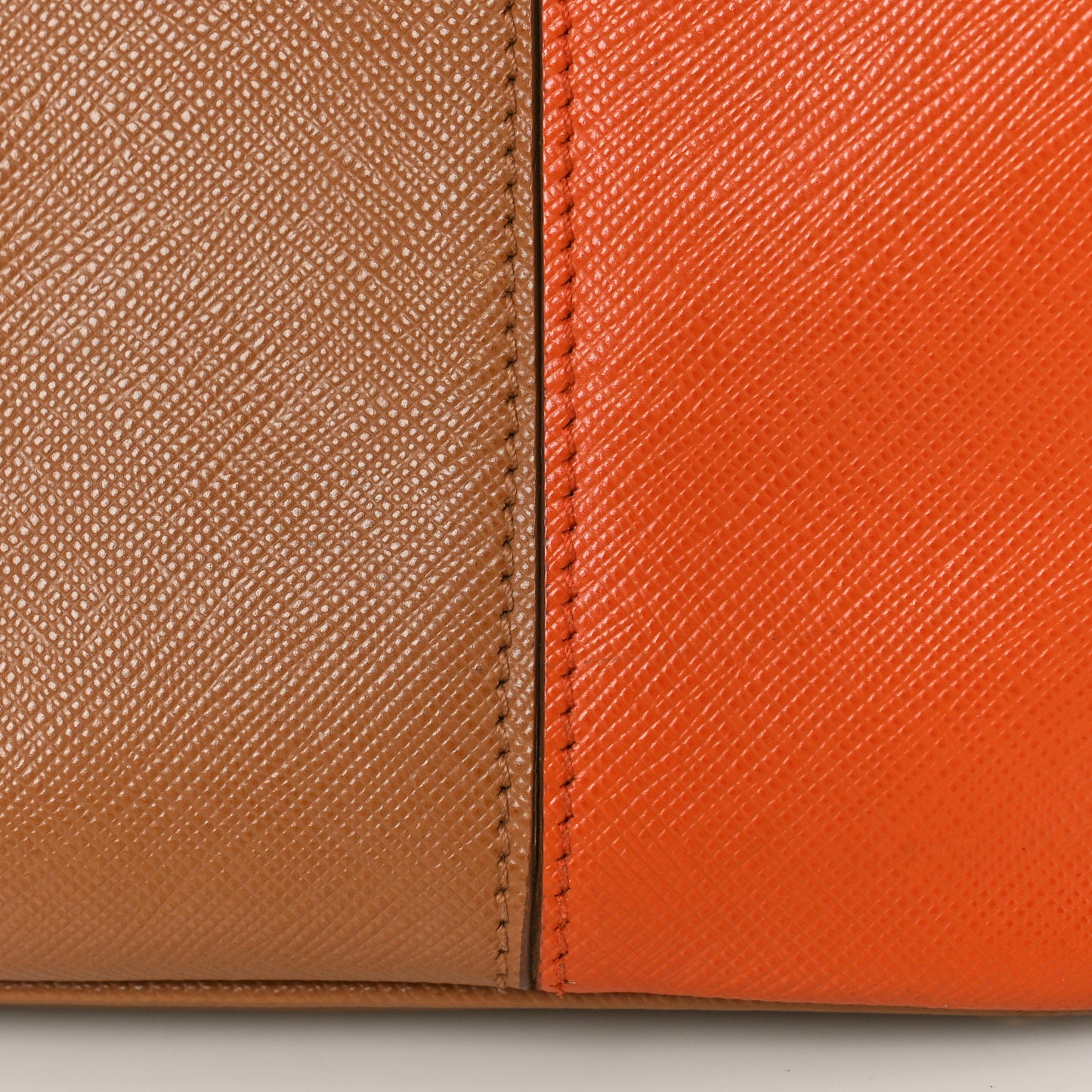 Saffiano Lux Colorblock Medium Galleria Double Zip Tote Caramel Papaya