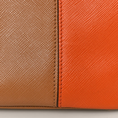 Prada Saffiano Lux Colorblock Medium Galleria Double Zip Tote Caramel Papaya 9 of 12