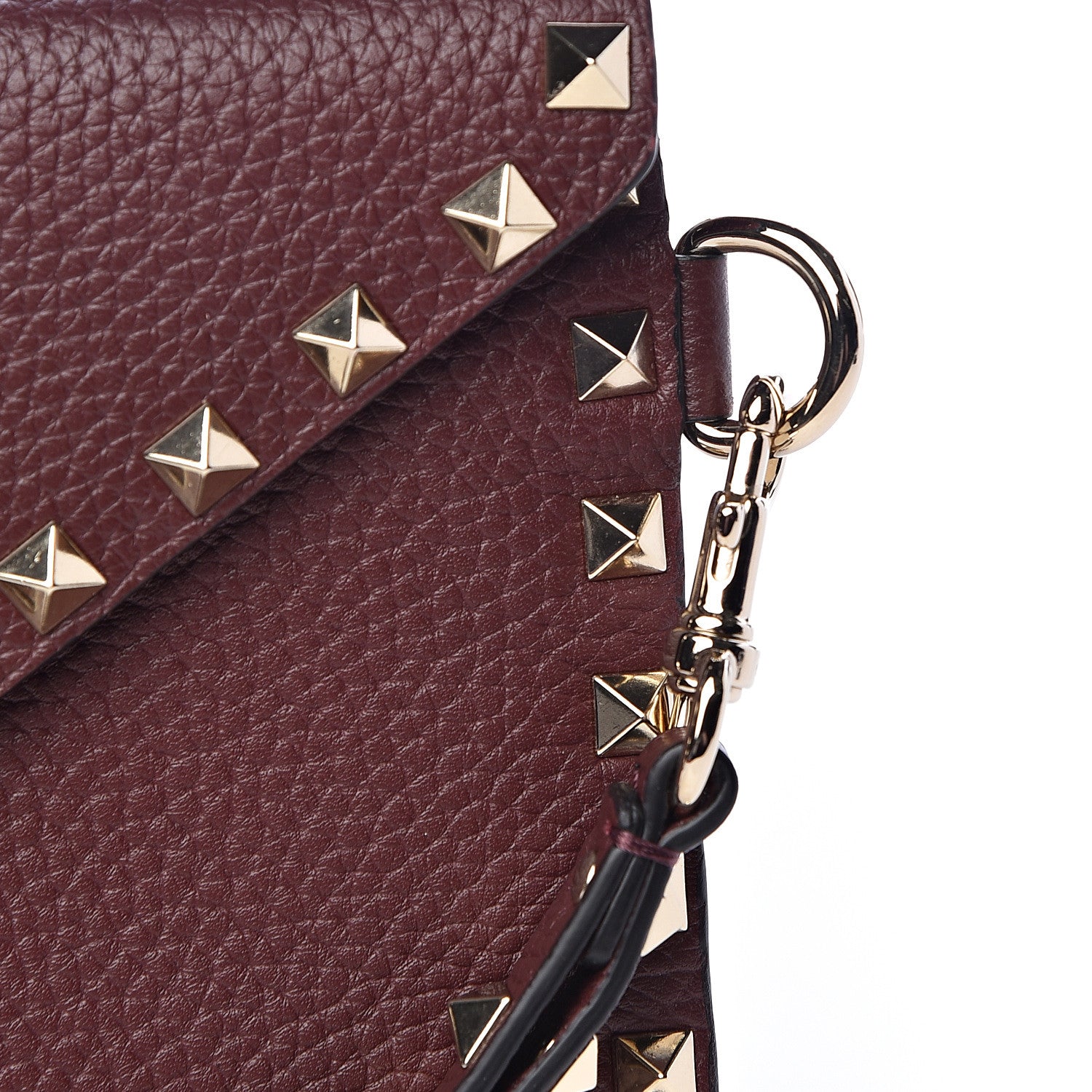 Valentino Garavani Pebbled Calfskin Medium Rockstud Envelope Flat Wristlet Pouch Rubin 7 of 8