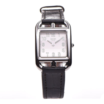 Hermes Stainless Steel Alligator 23mm Cape Cod Quartz Watch Noir 1 of 14