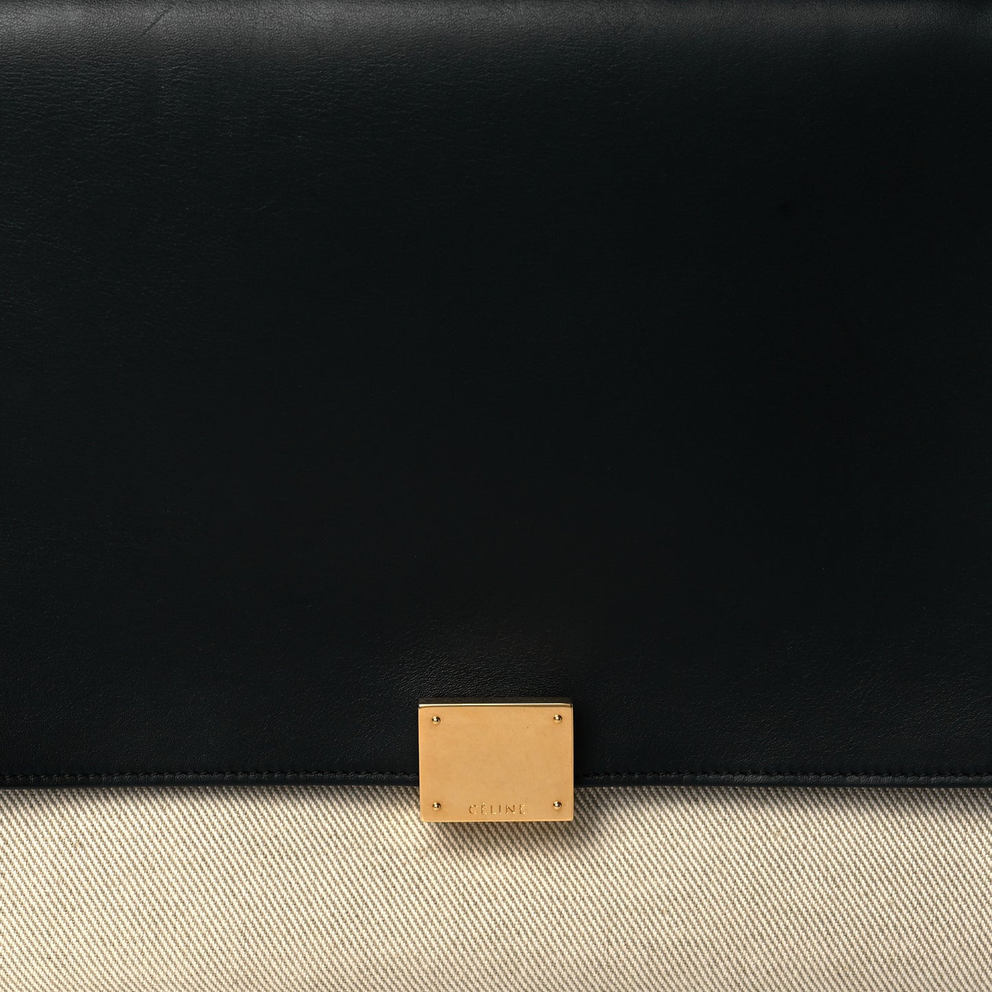 Smooth Calfskin Canvas Medium Trapeze Black Beige Orange