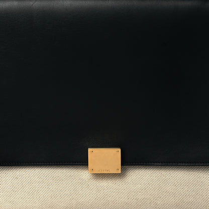 Celine Smooth Calfskin Canvas Medium Trapeze Black Beige Orange 6 of 8