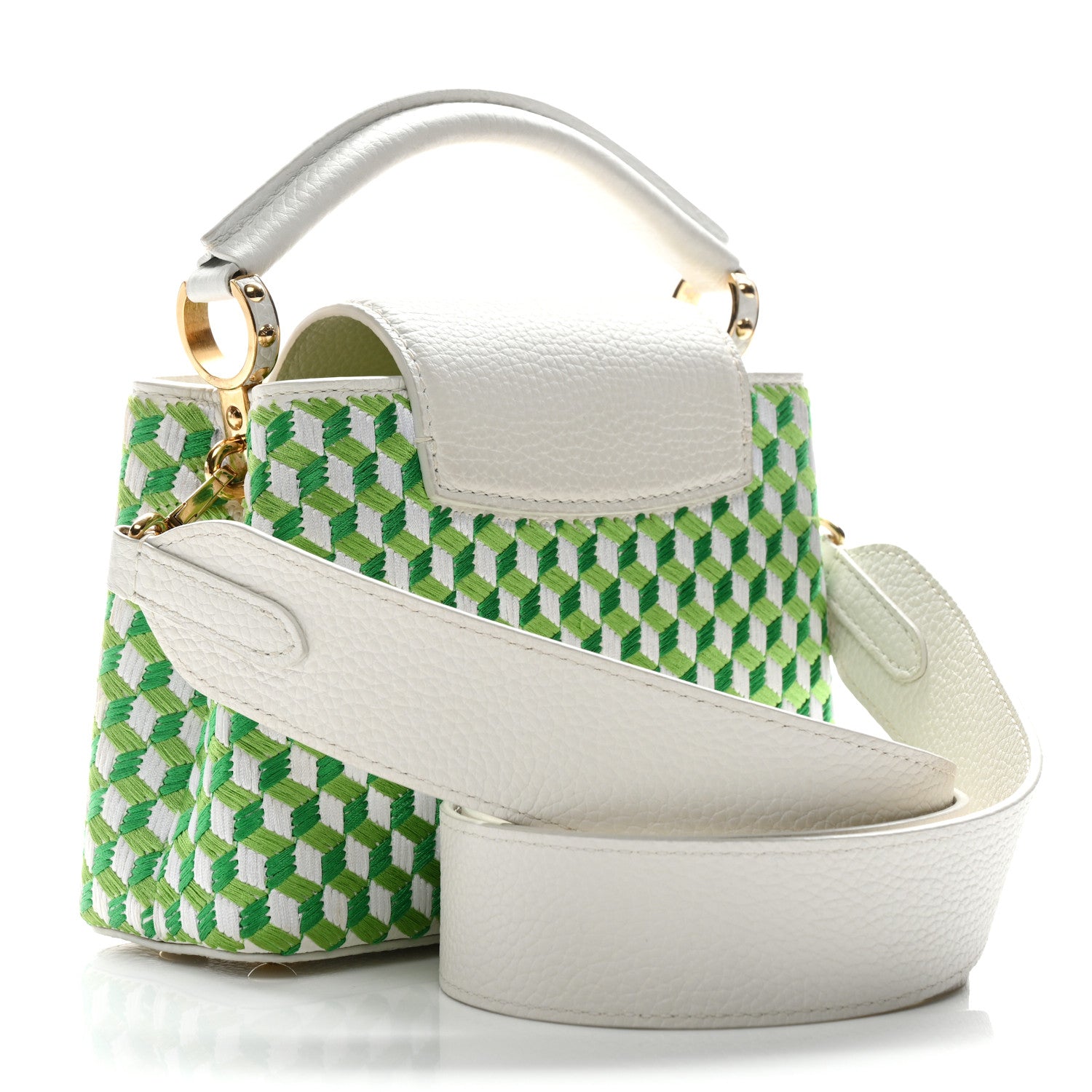 Louis Vuitton Taurillon Braided Capucines Mini Vert 3 of 11