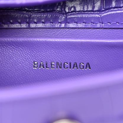 Balenciaga Shiny Super Supple Calfskin Crocodile Embossed Small XX Flap Stretch Bag Purple 6 of 13