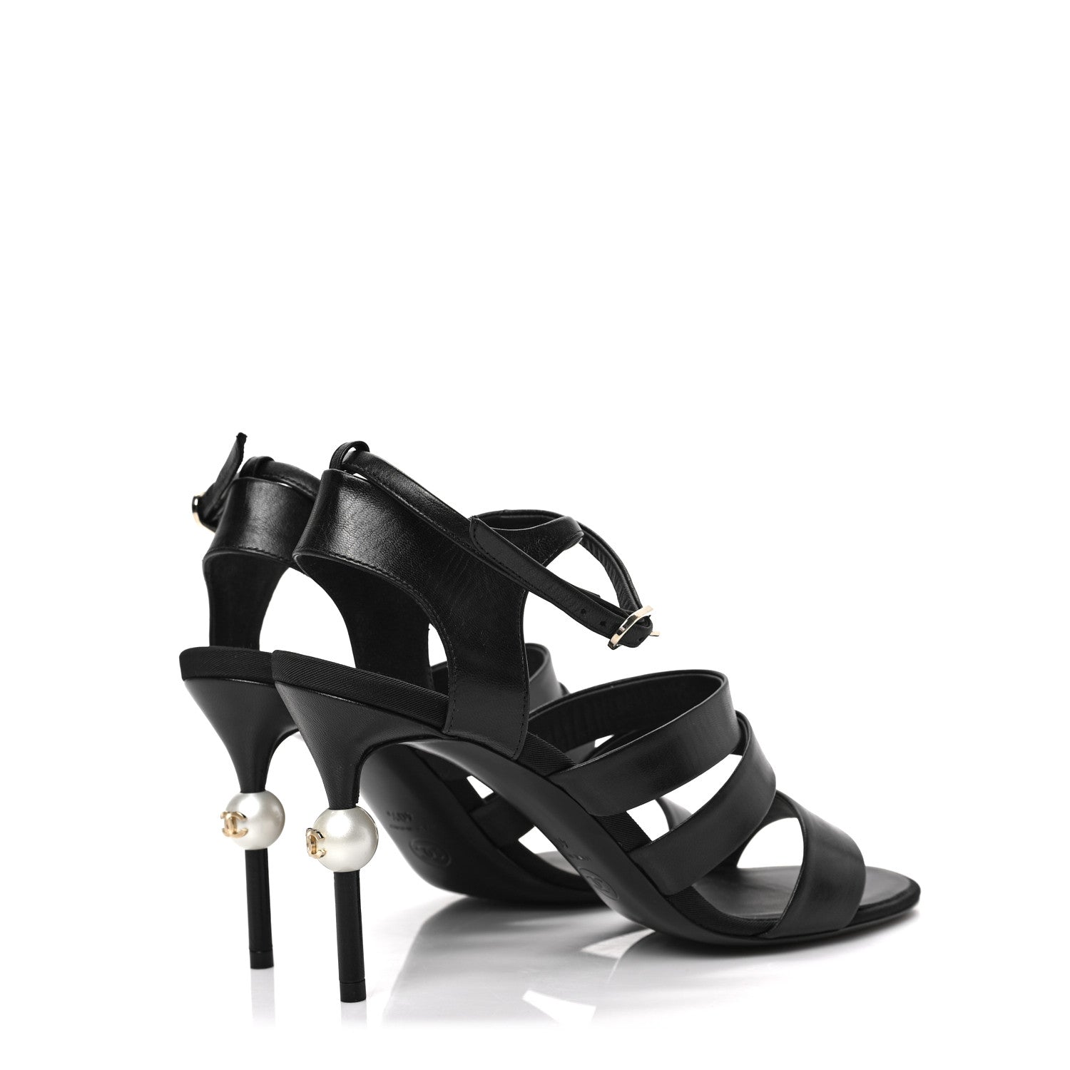 Chanel Calfskin Pearl CC Pumps 40.5 Black 4 of 9