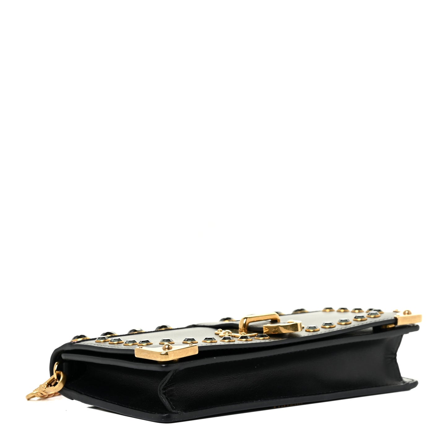 City Calfskin Cahier Crystal Studded Mini Bag Fuxia Black