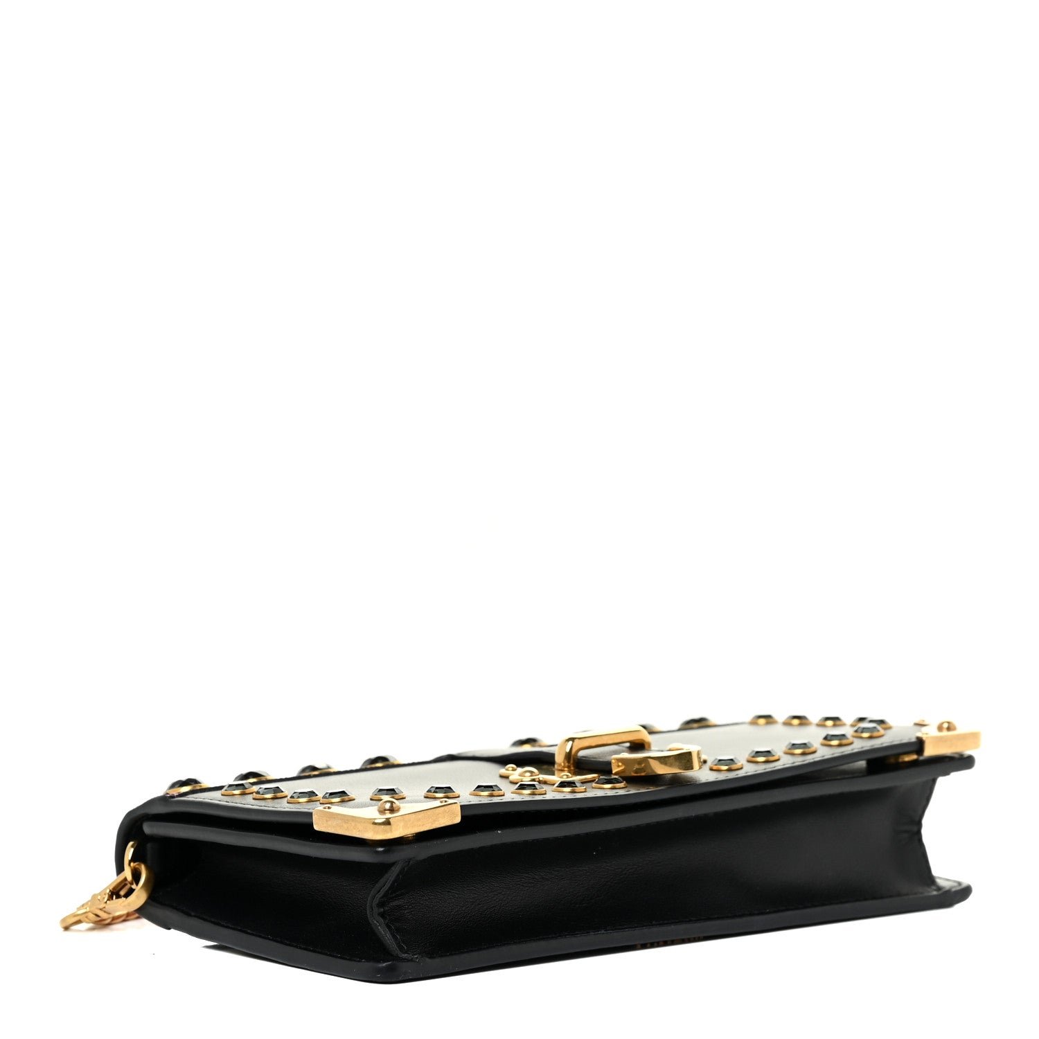 Prada City Calfskin Cahier Crystal Studded Mini Bag Fuxia Black 4 of 13