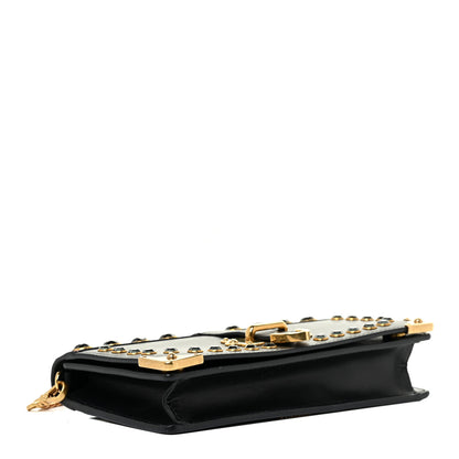 Prada City Calfskin Cahier Crystal Studded Mini Bag Fuxia Black 4 of 13